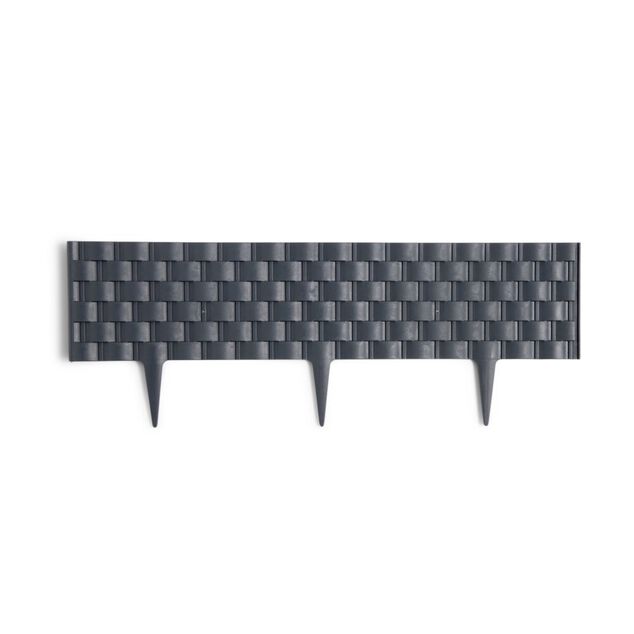Bordure de jardin plastique effet tress&eacute; L60xH22cm (2 mod&egrave;les gris ou marron)