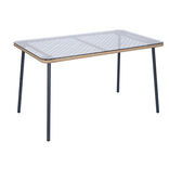 Table de jardin tress&eacute; Bali plateau verre tremp&eacute; 122x70xH70cm