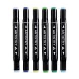 Marqueurs à double pointe teintes bleu/violet H18,5cm 6 pièces