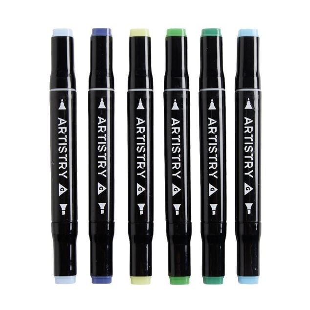 Marqueurs à double pointe teintes bleu/violet H18,5cm 6 pièces