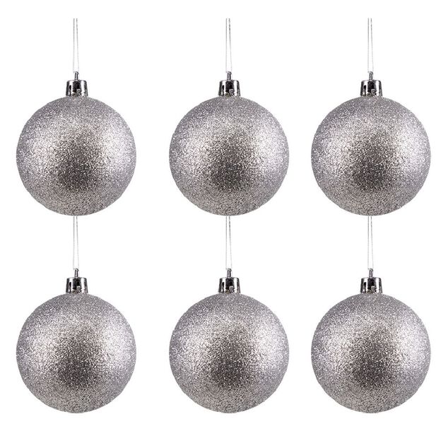 Boule de No&euml;l paillet&eacute;e argent&eacute;e &Oslash;6cm x6