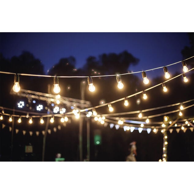 Guirlande guinguette 50 LED 10 boules blanches 6m