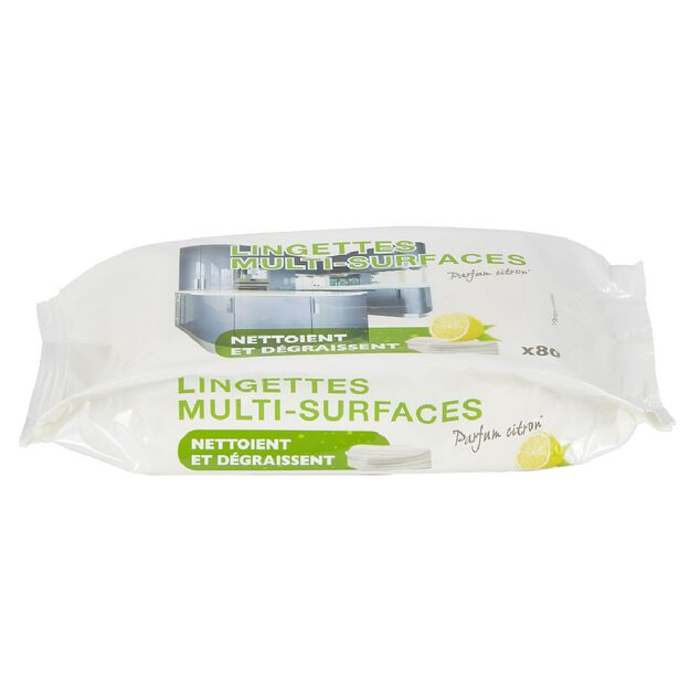 Lingettes nettoyantes multi surface citron x80