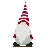 Gnome &agrave; poser en bois gris rouge et blanc H75cm