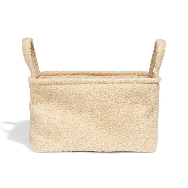 Pani&egrave;re laine boucl&eacute;e beige 36x26xH20cm