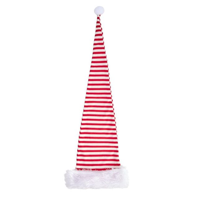 Bonnet de No&euml;l extra long tissu ray&eacute; rouge et blanc L90cm