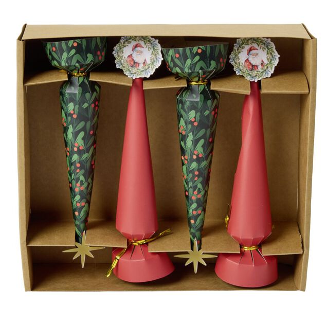 Crackers X4 pcs papier L21X5XH5 cm rouge et vert
