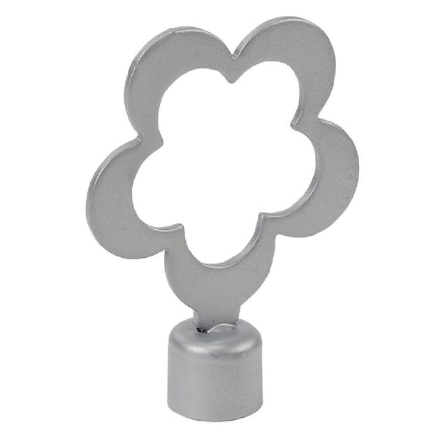 Embout tringle &agrave; rideau &Oslash;16 mm m&eacute;tal forme fleur gris mat x2