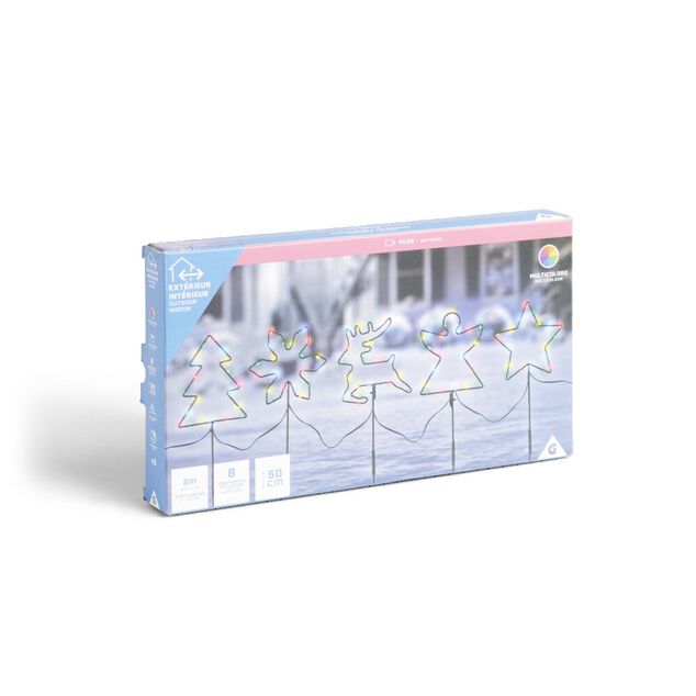 Lot de 5 pics lumineux à planter H50cm multicolore