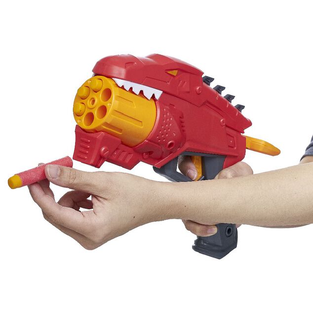 Pistolet dinosaure rouge et 8 fl&eacute;chettes