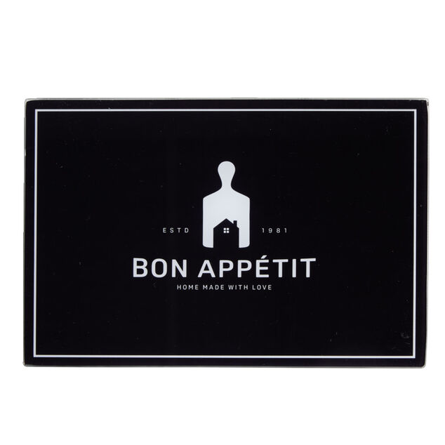 Planche à découper en verre noir Bon appétit 20x30cm