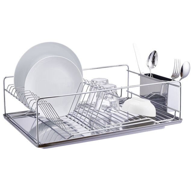 &Eacute;gouttoir &agrave; vaisselle avec porte-couverts inox