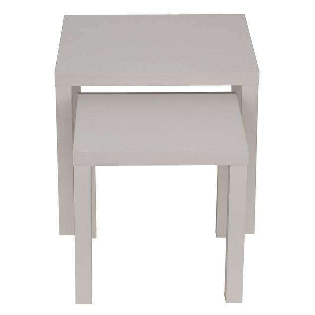 Table basse x2 carr&eacute;e en bois blanc Gabby 39x39xH38cm et 50x50xH43,5cm