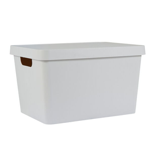 Bo&icirc;te de rangement avec couvercle beige 17 L