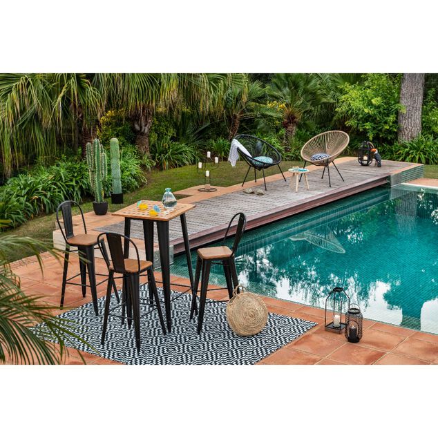 Table haute Fabrik m&eacute;tal et bois certifi&eacute; FSC&reg;