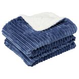 Plaid design ondulé 130x160cm bleu et blanc