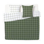 Parure de lit 2 personnes 240x260cm quadrillage vert et blanc