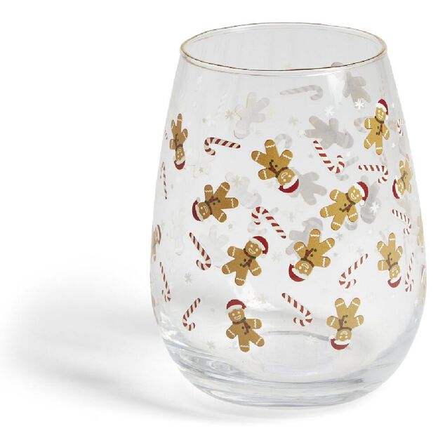 Verre transparent motif No&euml;l dor&eacute; 46cl (2 mod&egrave;les)