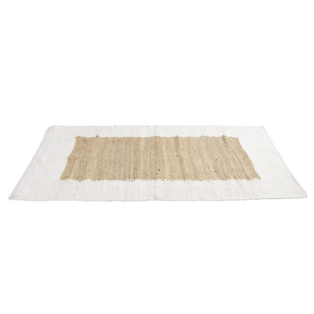 Tapis effet jute bord coton beige 100x150cm