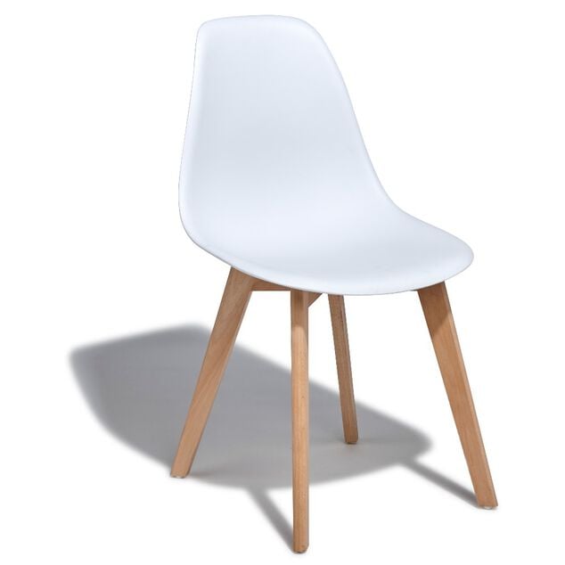 Chaise Chlo&eacute; blanche pieds h&ecirc;tre L.47 x P.52 x H.85 cm - Lot de 2