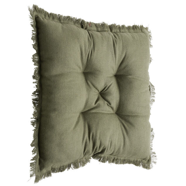 Galette de chaise carr&eacute;e &agrave; franges 40x40cm (3 mod&egrave;les)