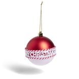 Boule de Noël Merry Xmas rouge et blanche Ø8cm
