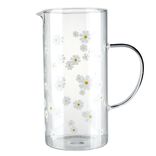 Carafe en verre 1,3L et motif paquerette H21cm