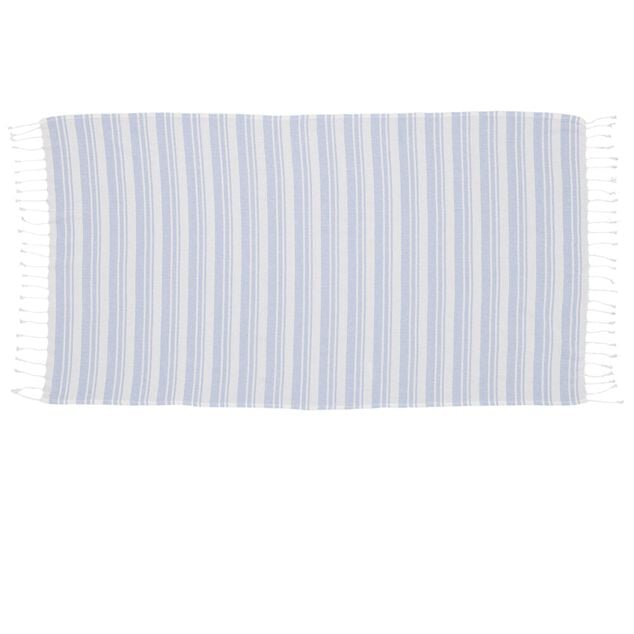 Sac de plage avec fouta &agrave; rayures 90x170cm (2 mod&egrave;les bleu ou rose)