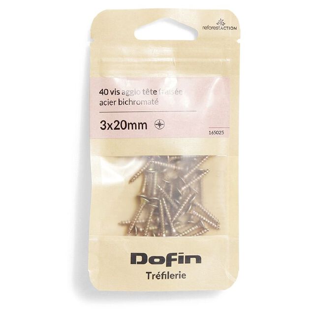 40 vis agglo t&ecirc;te frais&eacute;e acier bichromat&eacute; - 3x20 mm