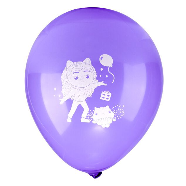 Ballon de baudruche latex x8 Gabby's Dollhouse rose et violet 15x21,5cm