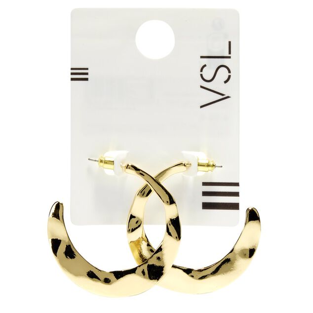 Boucles d'oreilles demi cr&eacute;oles martel&eacute;es dor&eacute;es