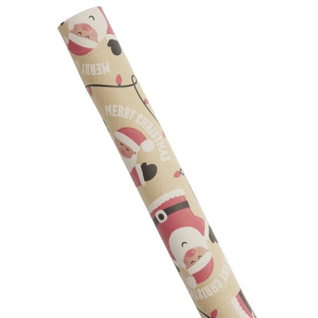 Papier cadeau No&euml;l kraft rouleau 2m motif traditionnel (6 mod&egrave;les)
