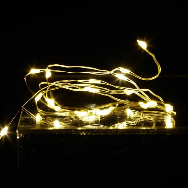 Guirlande électrique fil cuivre 20 microLED 1m d'éclairage blanc chaud
