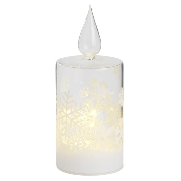 Bougie en verre &agrave; LED d&eacute;co blanche th&egrave;me No&euml;l