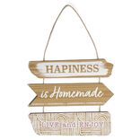 D&eacute;coration &agrave; suspendre panneaux en bois Happiness H53,5cm