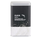 Bo&icirc;te &agrave; farine en m&eacute;tal noir design flour - 10,7x10,7xH.17,5cm