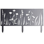 Bordure de jardin m&eacute;tal gris motif v&eacute;g&eacute;tal ajour&eacute; L50xH20cm