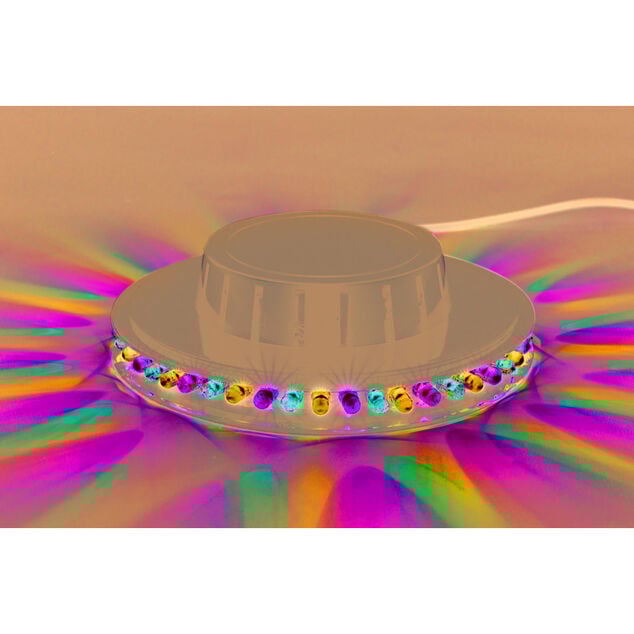 Lampe murale rotative RGB &agrave; contr&ocirc;le vocal et stroboscopique &Oslash;12,8xH2,5cm