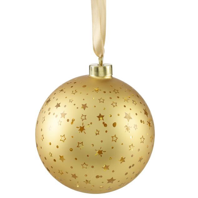 Boule de No&euml;l lumineuse &agrave; suspendre 15 LED verre jaune dor&eacute; &Oslash;14cm