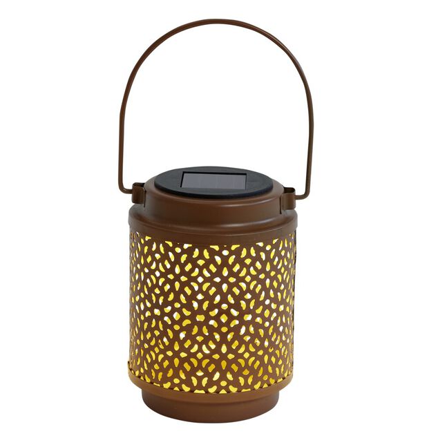 Lanterne solaire &agrave; poser ou suspendre m&eacute;tal ajour&eacute; &Oslash;8xH11cm