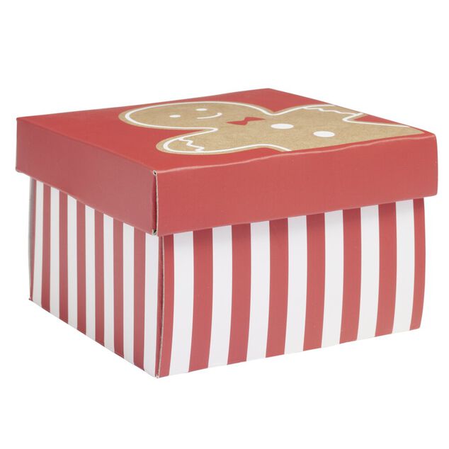 Bo&icirc;te cadeau No&euml;l x3 pliable 3 tailles motif pain d'&eacute;pices
