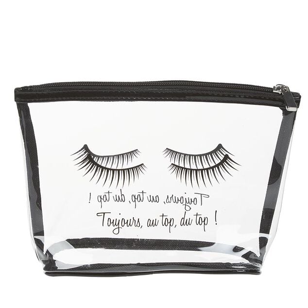 Trousse de toilette en plastique transparent imprim&eacute; noir