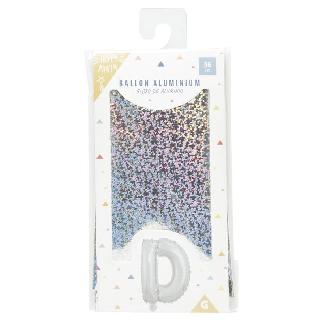 Ballon forme lettre D aluminium (2 modèles doré ou argenté)