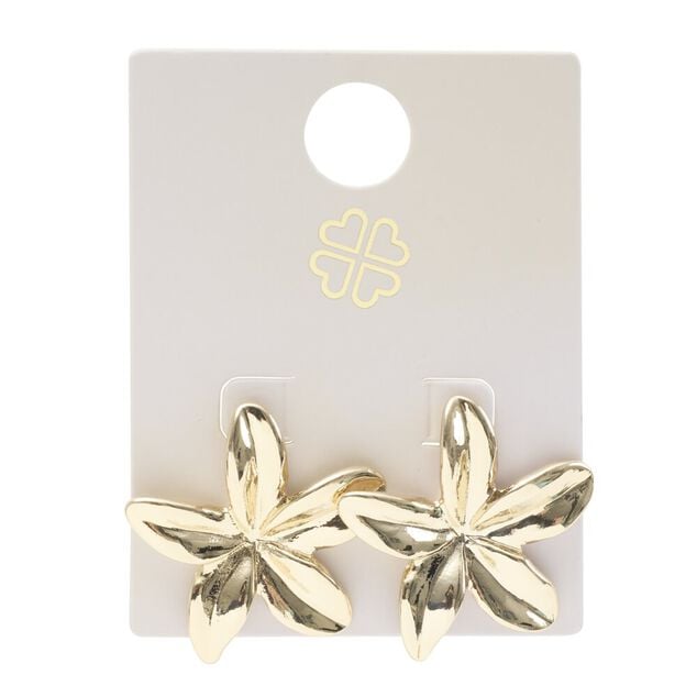 Boucles d'oreilles fleur de tiar&eacute; zinc dor&eacute; &Oslash;3cm