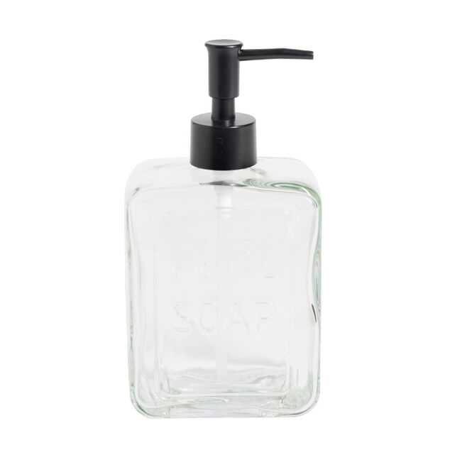 Distributeur à savon 500ml inscription Pure Soap en verre 4 coloris