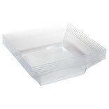 Saladier plastique carr&eacute; transparent 22x22xH6,2 cm x12