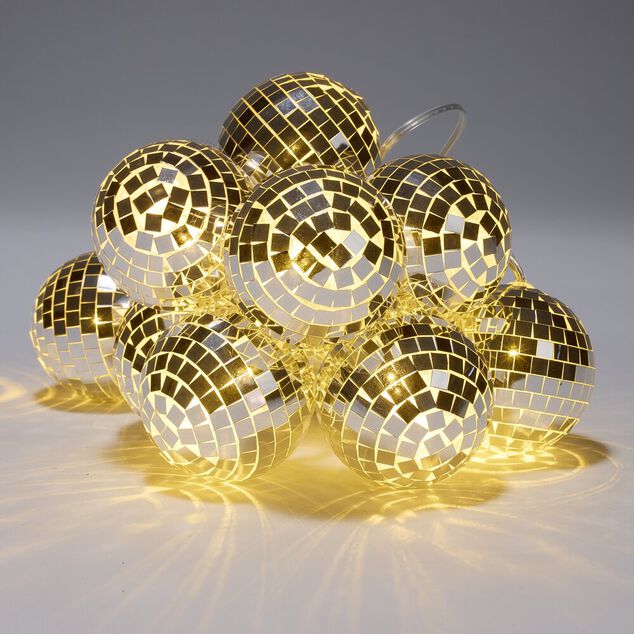 Guirlande de No&euml;l LED boule disco argent&eacute; lumi&egrave;re r&eacute;glable blanc chaud