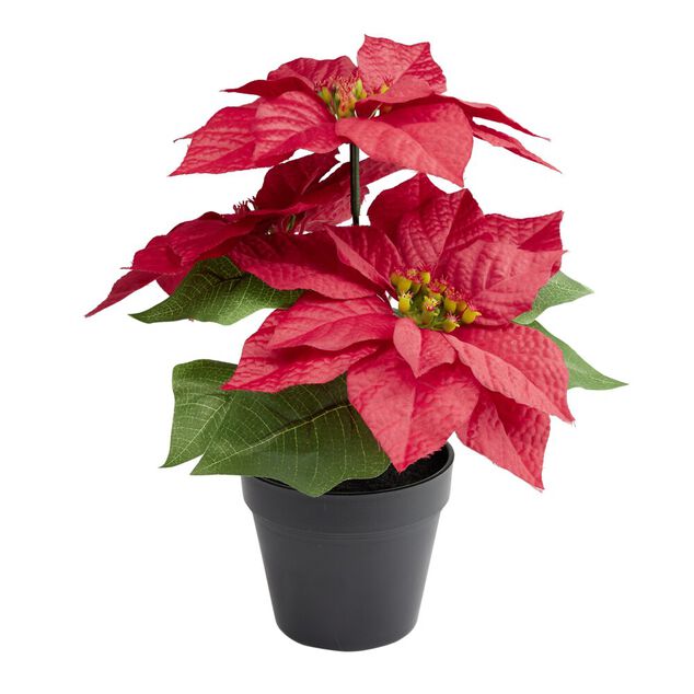 Fleur artificielle en pot poinsettia rouge &Oslash;11xH32cm