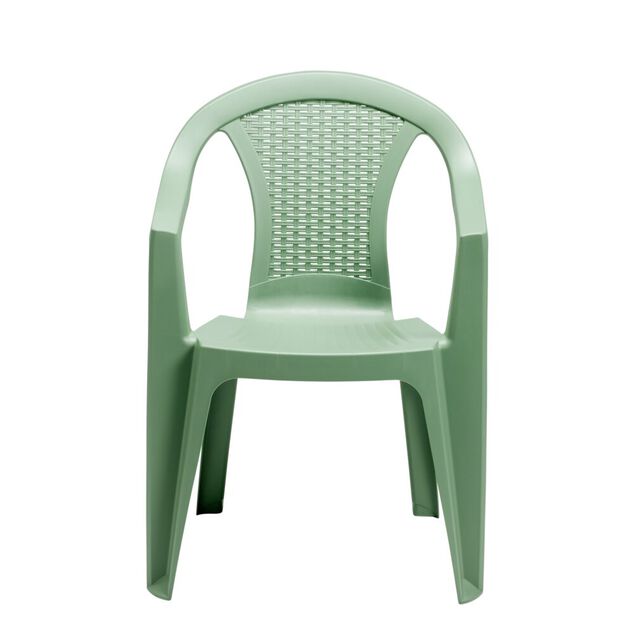 Fauteuil de jardin Viva monobloc plastique tress&eacute; vert 56x53xH80cm