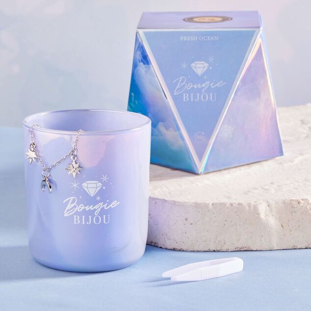 Bougie bijou bracelet argent&eacute; senteur air marin 36h